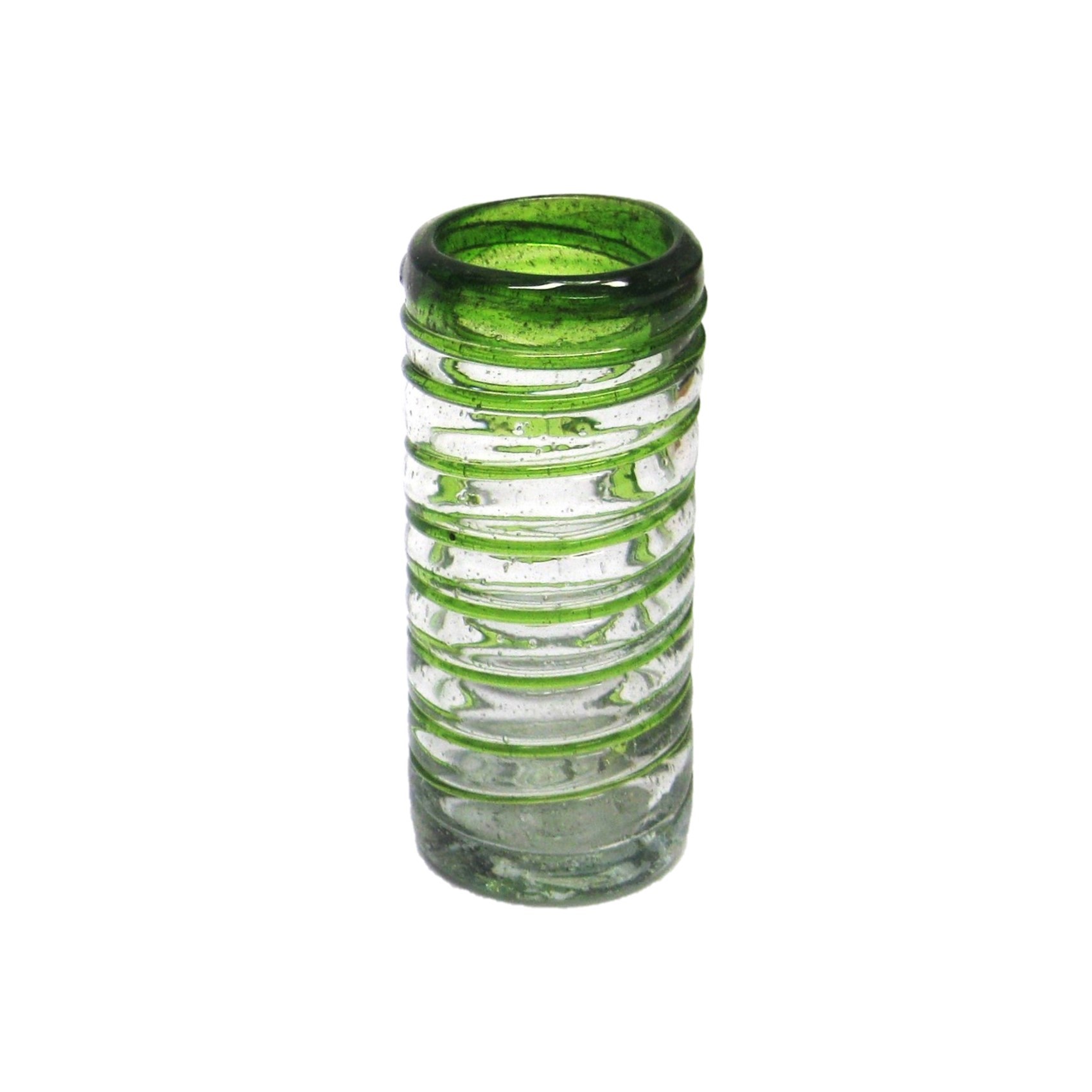 Emerald Green Spiral 2 oz Tequila Shot Glasses (set of 6)